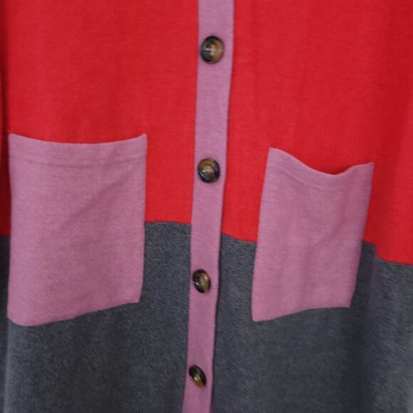 LUUKSE Long Cardigan Sweater Medium Colorblock Boyfriend Cardigan Casual - Picture 3 of 4